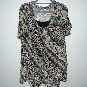 Animal Print Top with Undertop Size 2X
